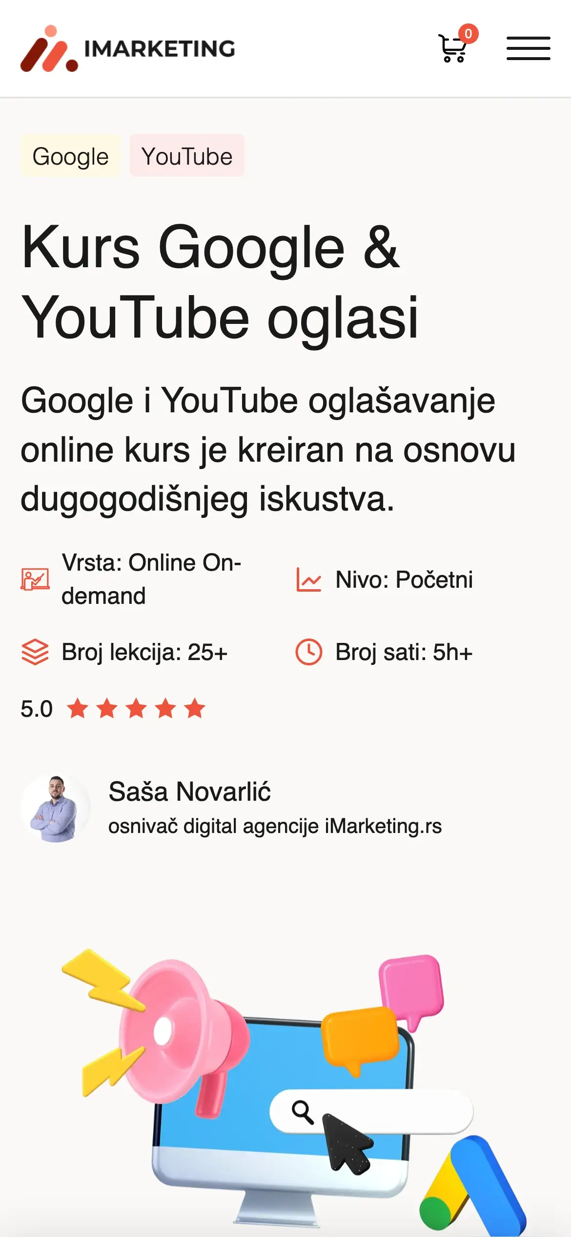 Hero sekcija stranice kursa